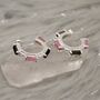 Pink, Black Tourmaline Silver Earrings, thumbnail 5 of 8