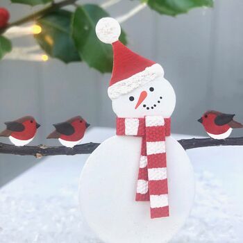 Handmade Snowman And Robin Decoration, 4 of 4