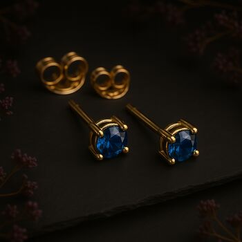 9ct Gold December Blue Topaz Birthstone Stud Earrings, 3 of 4
