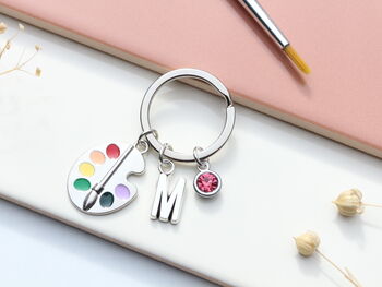 Personalised Artist Keyring Palette And Paintbrush, 5 of 9