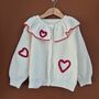 Valentines Hand Embroidered 'Hearts' Cardigan Baby And Toddler, thumbnail 7 of 7