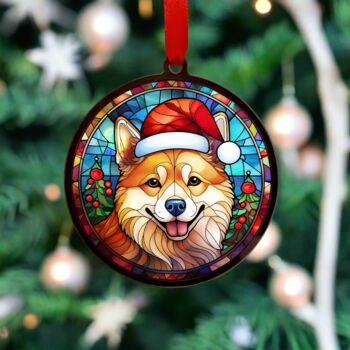 Shiba Inu In Santa Hat Suncatcher Decoration, 4 of 6