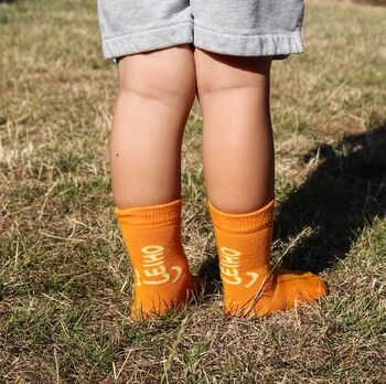 Orange Smiley Bamboo Socks For Toddlers Two Four Years, 3 of 6