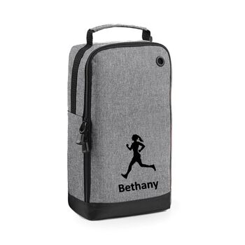 Running Shoe Bag Embroidered With Female Figure And Personalised Name, 6 of 10