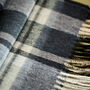 Men's Blue Check Wool And Cashmere Blend Scarf, thumbnail 8 of 12