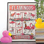 Flamingos Using The Bathroom, Funny Toilet Humour Art, thumbnail 1 of 6