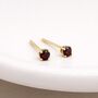 Solid 9ct Gold January Garnet Birthstone Stud Earrings – 4mm, thumbnail 1 of 6