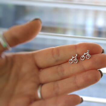 Bicycle Earrings Silver Studs Transport Jewellery, 7 of 7