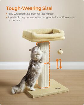 Cat Scratching Post With Plush Perch And Sisal Pole, 4 of 10