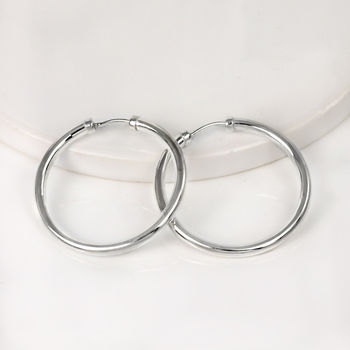 Classic Sterling Silver Hoop Earrings, 5 of 6