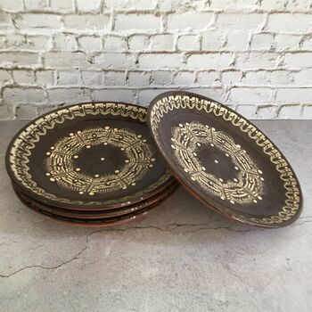 Stoneware Dinner Plates In Brown Colour, Set Of Four, 5 of 9