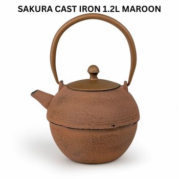 Cast Iron Teapot Sakura 1200ml Stainless Steel Filter, 3 of 9