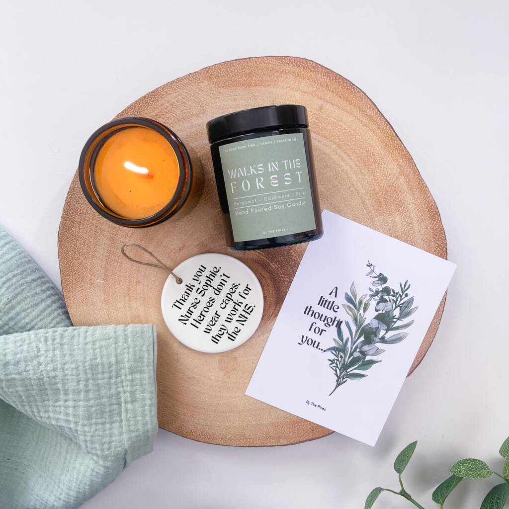 Personalised Nhs Worker Appreciation Candle Gift Set By By The Pines