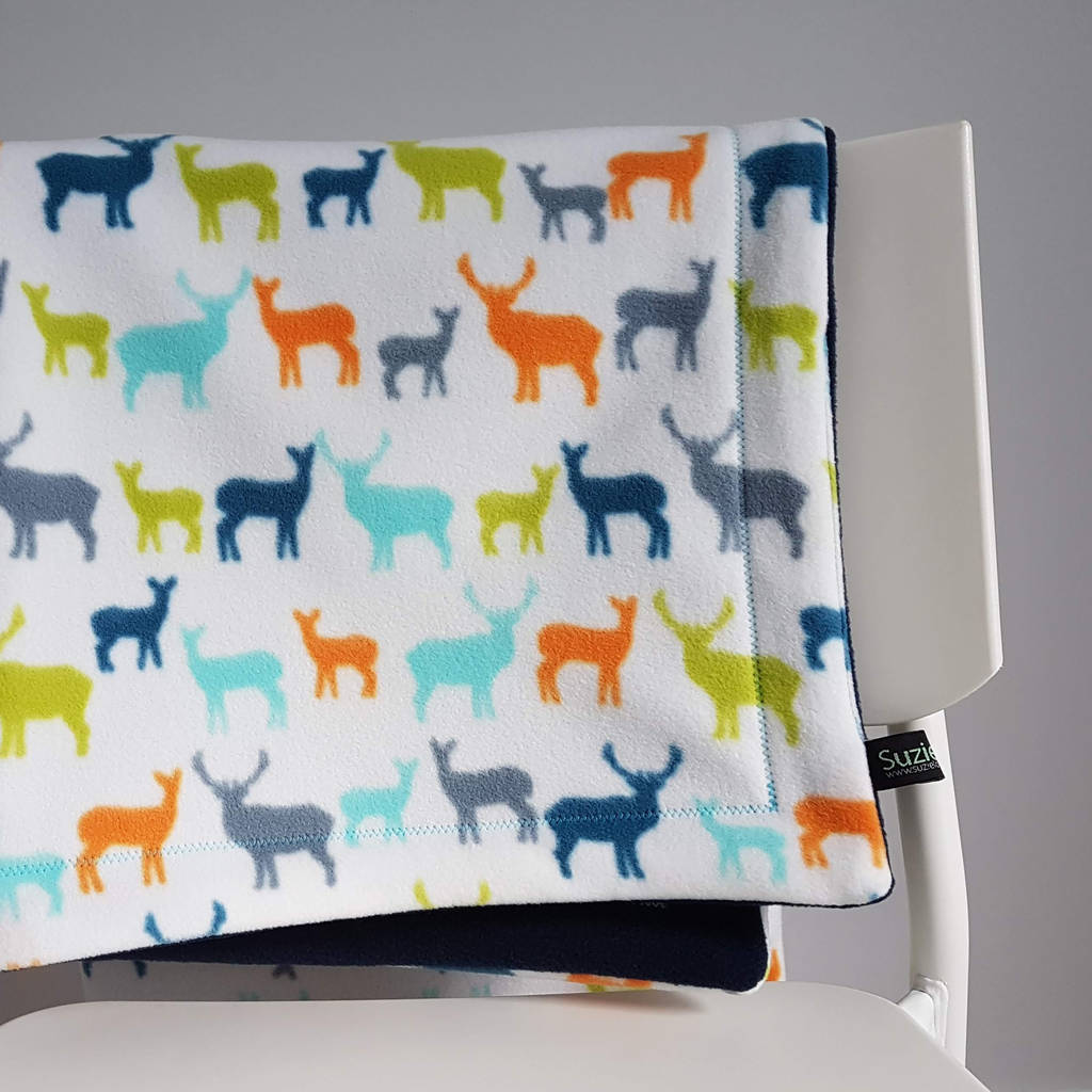 Deer Fleece Baby Blanket By Suzielou textiles