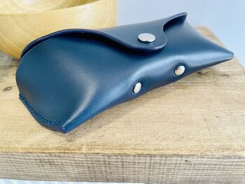 Personalised Dark Blue Leather Glasses Case, 8 of 12