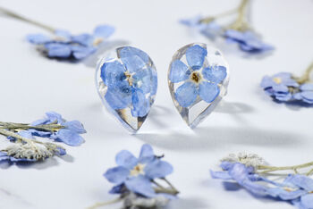 Forget Me Not Tear Drop Sterling Silver Earrings, 2 of 5