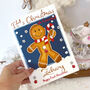 Personalised Gingerbread Man Football 1st Christmas Card, thumbnail 2 of 6