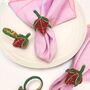 Strawberry Beaded Napkin Rings Red • Set Of Four, thumbnail 2 of 5