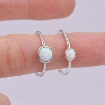 Sterling Silver Opal Skinny Stacking Ring, 2 of 10