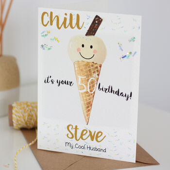 Personalised Ice Cream 50th Birthday Card, 2 of 7