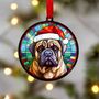 Bull Mastiff In Santa Hat Suncatcher Decoration, thumbnail 1 of 6