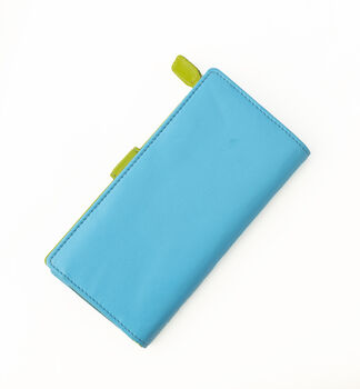 Womans Large Blue Leather Multicolour Purse Wallet Rfid, 7 of 8