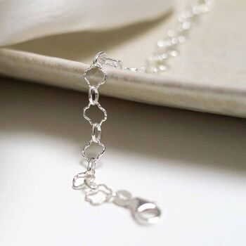 Sterling Silver Shimmer Clover Bracelet, 6 of 7