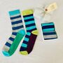 Two Pairs Of Eco Super Soft Men's Striped Socks ~ Boxed, thumbnail 1 of 5