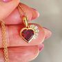 Red Garnet And White Topaz Heart Necklace, thumbnail 1 of 3