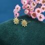 Chrysanthemum Flower Stud Earrings In Sterling Silver, thumbnail 4 of 12