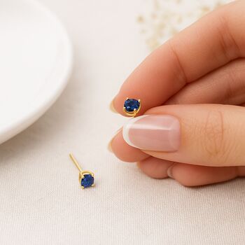 9ct Gold Sapphire Stud Earrings: September Birthstone – 4mm, 2 of 8
