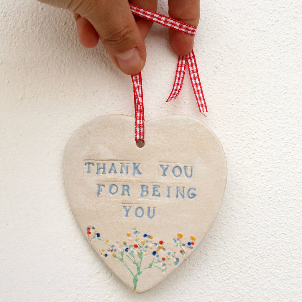 Thank You For Being You Ceramic Hanging Heart, 1 of 3