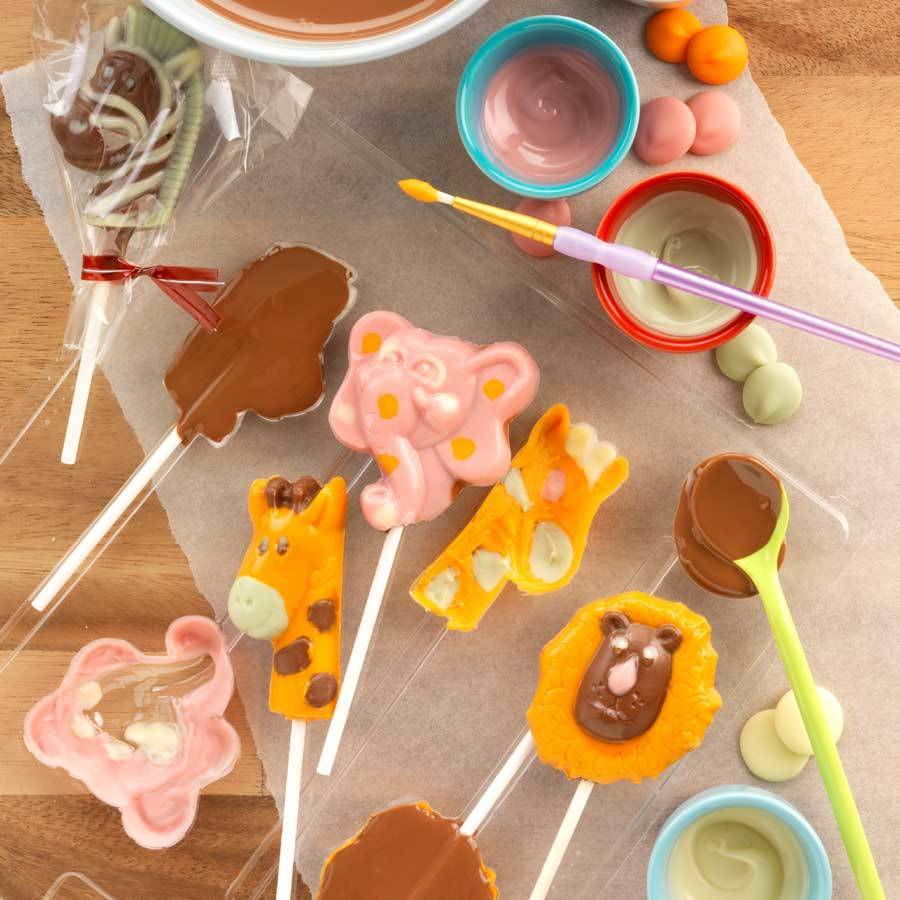 safari animal chocolate lollipops