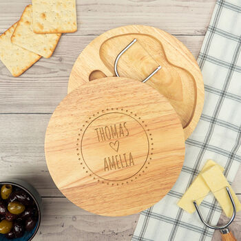 Personalised Engraved Couples Valentines Day Cheeseboard Set, 2 of 5