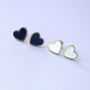 Black And White Enamel Heart Stud Earrings, thumbnail 1 of 5