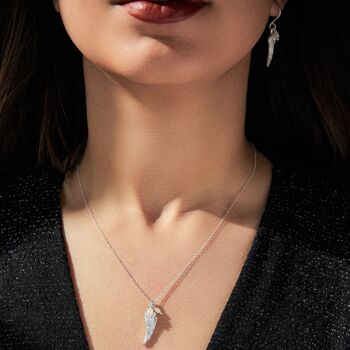 Angel Wing Sterling Silver Pearl Drop Earrings, 4 of 5