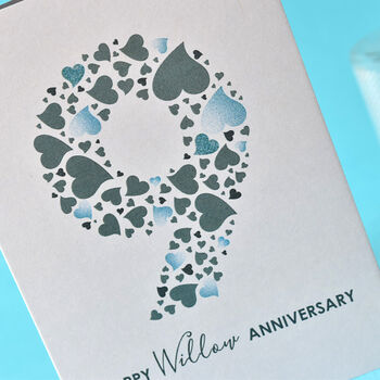 Love Hearts Willow 9th Anniversary Card, 2 of 3