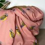 Blue Tit Print Scarf In Dusky Pink, thumbnail 2 of 4