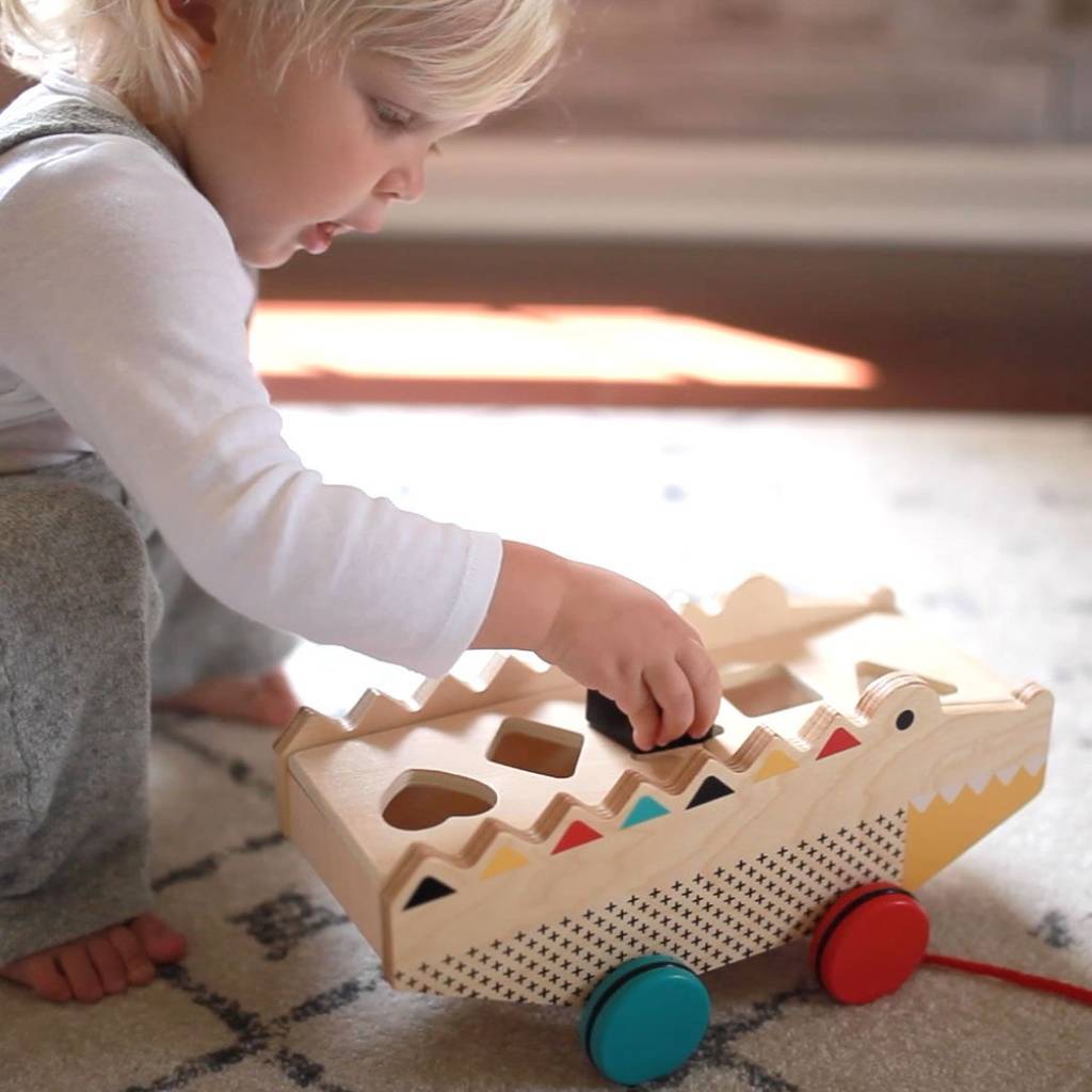 Wooden Alligator Shape Sorter And Pull Toy, 1 of 5