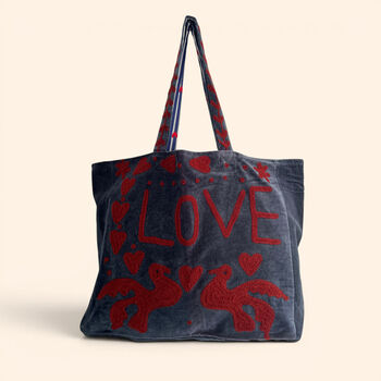 Love Velvet Embroidered Tote Bag | Various Colours Available, 5 of 12