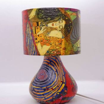 Klimt 'The Kiss' Table Lamp: Abstract Decoupage Night, 4 of 10
