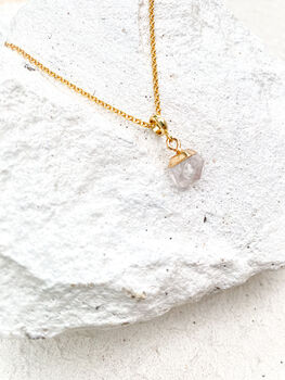 Clear Quartz Nugget Necklace 18k Gold Plated Christmas Gift Present, 4 of 6