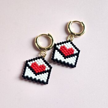 18ct Gold Plated Love Letter Bead Huggie Hoop Earrings, 3 of 5