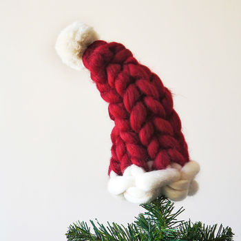 Knitted Santa Hat Tree Topper, 3 of 6