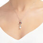 Sterling Silver Heart And Pearl Pendant Necklace With Real Flowers, thumbnail 2 of 11