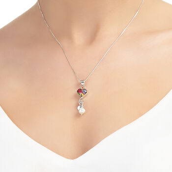 Sterling Silver Heart And Pearl Pendant Necklace With Real Flowers, 2 of 11
