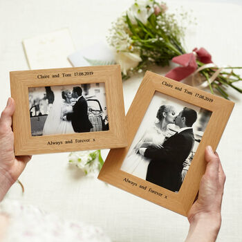 Personalised Oak Wedding Photo Frame, 3 of 11