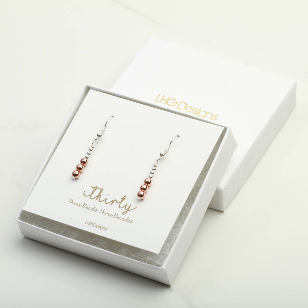 30th Birthday Sterling Silver Earrings Gifts For Her, 1 of 5