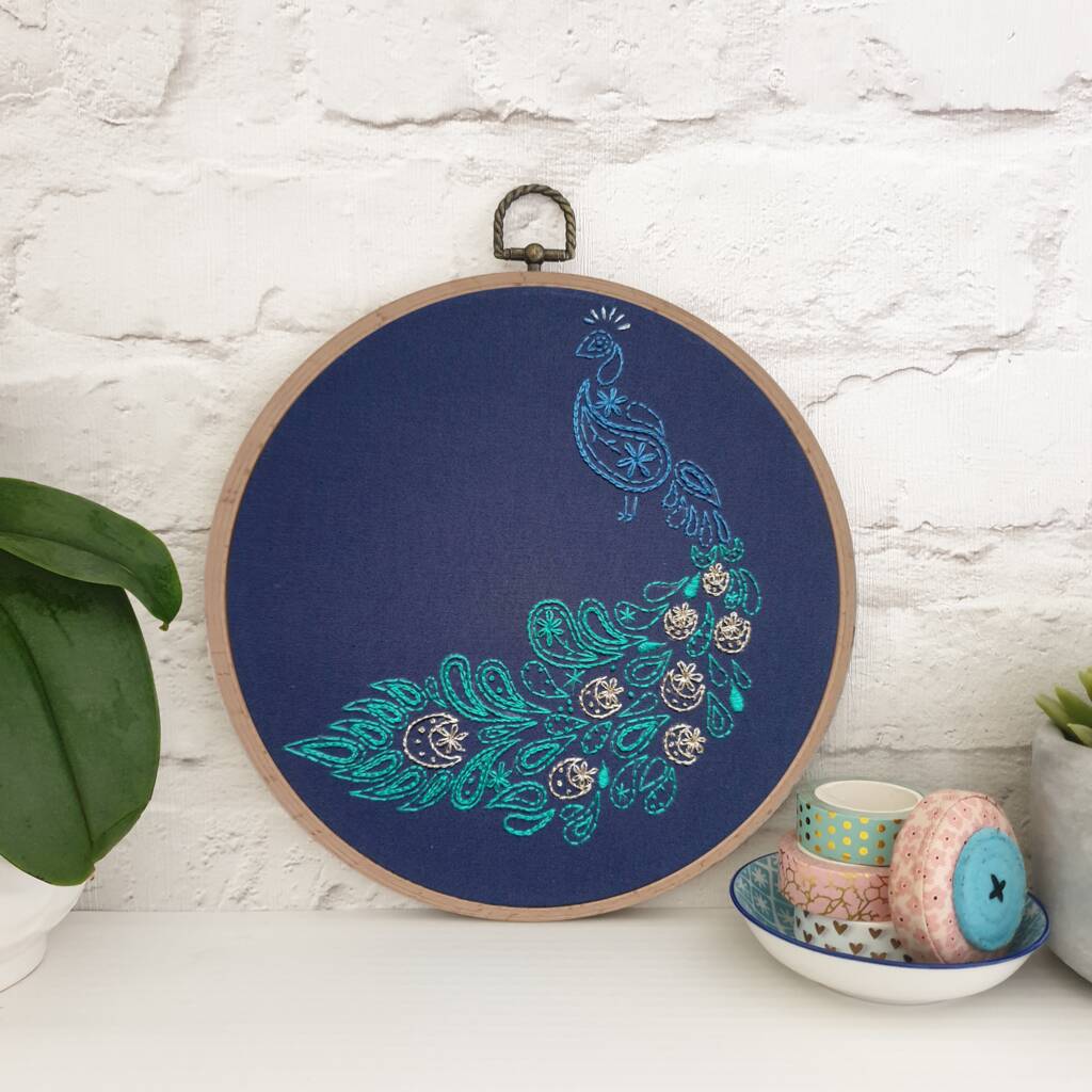 Peacock embroidery kit by paraffle embroidery  notonthehighstreetcom Peacock embroidery kit by paraffle embroidery  notonthehighstreetcom