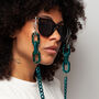 Raya Large Teal Leopard Acrylic Glasses Chain, thumbnail 2 of 5